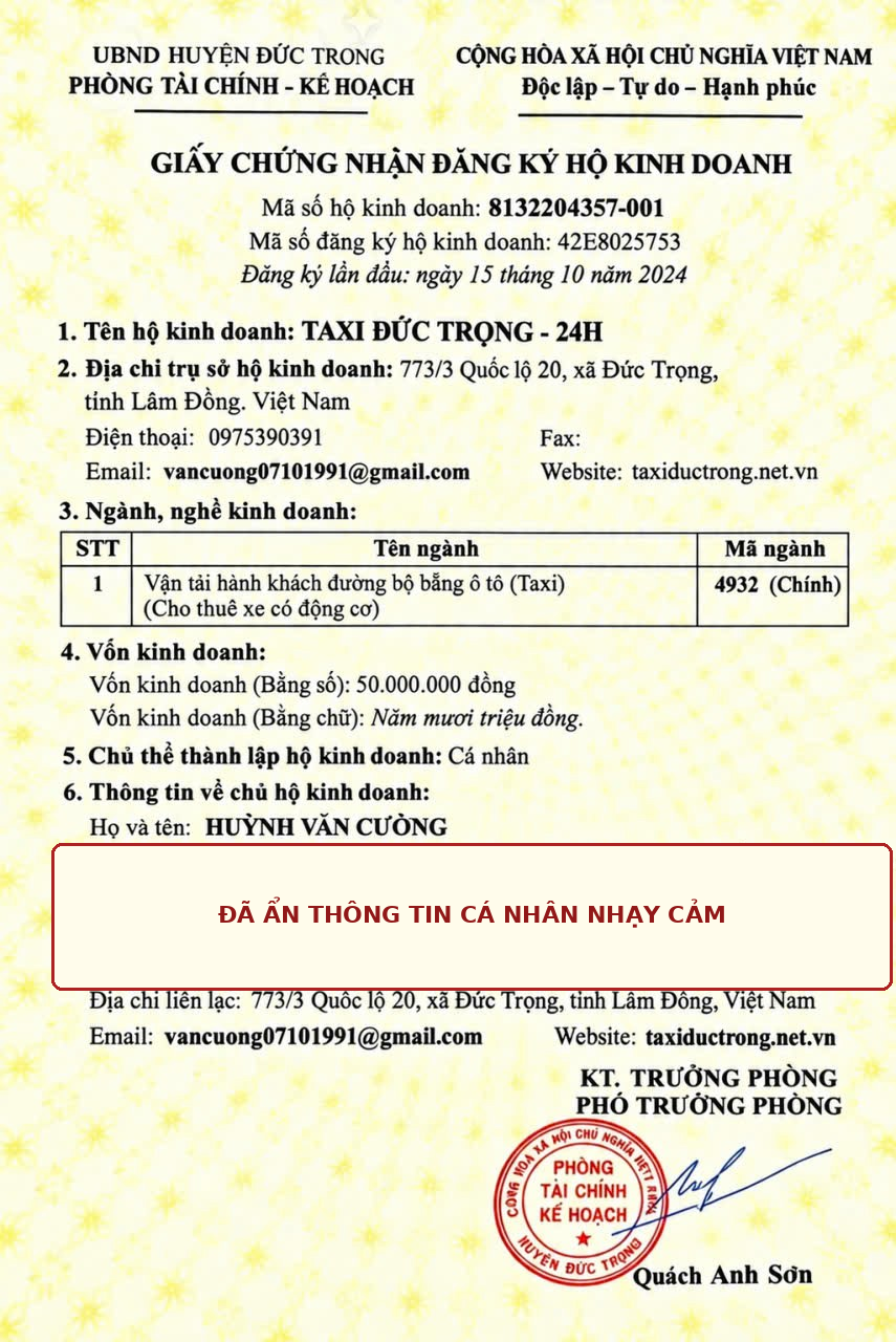 Giấy chứng nhận đăng ký hộ kinh doanh